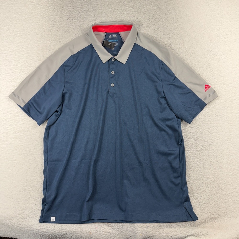 Adidas ClimaCool Men's Golf Polo Shirt XL NEW Blue/Gray Colorblock SS Wicking